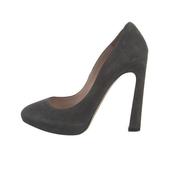 MIU MIU Gray Suede Angled Heels Size 37.5 - Picture 1 of 4